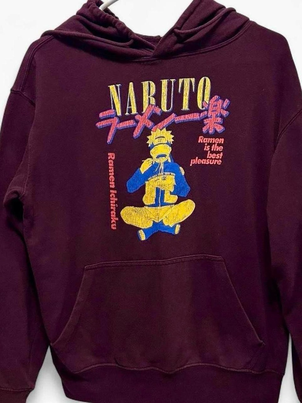 Burgundy Naruto ramen graphic hoodie